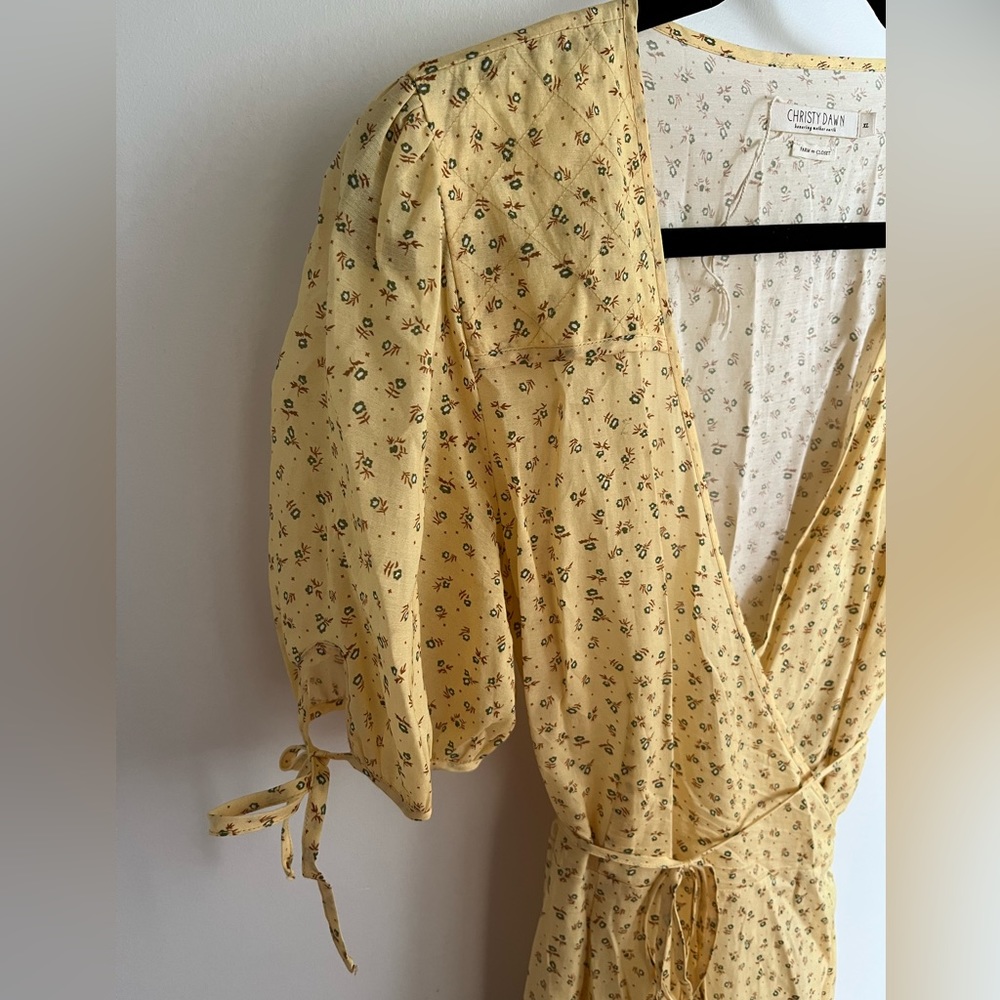 Christy Dawn Augusta Wrap Maxi Dress Yellow Floral - Picture 2 of 4